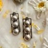 3 layer matka tribal village look oxidised silver look alike earrings from silly owl