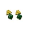 3 pipe golden dark emerald green stone stud earring by silly owl.jpg(1)