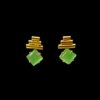 3 pipe golden sea green lime green stone stud earring by silly owl.jpg