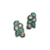 Drop cluster oxidised earrings light sky blue and diamond by silly owl(2)