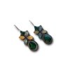 Floral drop oxidised earring green blue and yellow stone by silly owl(1)