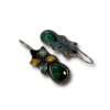 Floral drop oxidised earring green blue and yellow stone by silly owl(2)