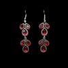 Layered drop hanging earring ruby red stone by silly owl