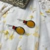 Oxidised 2 stone hanging earring red and yellow by silly owl