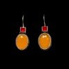 Oxidised 2 stone hanging earring red and yellow by silly owl(1)