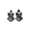 Traditional coconut oxidised earrings blue stone by silly owl