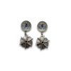 blue stone hanging chandelier floral oxidised silver look alike earrings by silly owl(1)