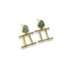 blue topaz earrings of a gold finish with minimal design of a zodiac Gemini sign by silly owl