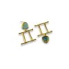 blue topaz earrings of a gold finish with minimal design of a zodiac Gemini sign by silly owl(1)