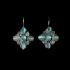 diamond shaped oxidised earring jewellery aqua green stone by silly owl