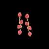 elegant 4 leaf creeper dangler gold finish earring with red druzzy stones by silly owl