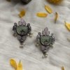 elegant oxidised olive green and pink stud earring by silly owl