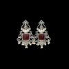 elegant temple jewellery saraswati laxmi traditional party wear cut work oxidised stud earrings with green and maroon stone by silly owl