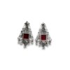 elegant temple jewellery saraswati laxmi traditional party wear cut work oxidised stud earrings with green and maroon stone by silly owl(1)