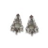 elegant temple jewellery saraswati laxmi traditional party wear cut work oxidised stud earrings with white and maroon stone by silly owl(2)