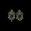 elegant traditional party wear cut work oxidised stud earrings tribal floral jewellery with green and maroon stone by silly owl