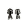 filigree cutwork oxidised silver look alike stud earrings with rectangular black stone by silly owl