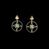 green circular stud geometrical golden by silly owl