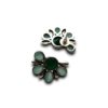 half flower floral oxidised stud earring with green stone by silly owl