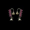 lampost ear cuff look regular stud oxidised earrings with circular rani pink red stone by silly owl