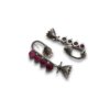 lampost ear cuff look regular stud oxidised earrings with circular rani pink red stone by silly owl(1)