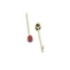 minimalist stud gold earring on a thin line with semi precious red ruby stone earring by silly owl