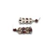 minimalistic drop hanging dangle oxidised silver look alike earrings with maroon red and beige nude color stones by silly owl(1)