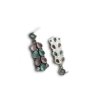 minimalistic drop hanging dangle oxidised silver look alike earrings with mint blue and baby pink color stones by silly owl(1)