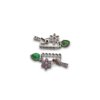 nature jungle theme oxidised matt finish silver look alike earrings with bords and flowers with pink and green stones by silly owl(1)