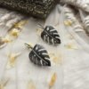 oxidised brass premium earring tribal boho jewellery leaf shaped by silly owl