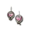 oxidised cute hanging bird earring jewellery hand painted hand made pink and white minimal by silly owl