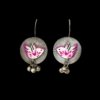 oxidised cute hanging bird earring jewellery hand painted hand made pink and white minimal by silly owl(1)