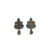 oxidised drop earrings silver look alike with blue and yellow monalisa stones by silly owl(1)