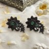 oxidised earring tribal floral jewellery with green stone by silly owl