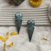 oxidised earring tribal hand painted jewellery floral look green color ice cream shaped by silly owl premium brass