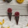 oxidised earring tribal hand painted jewellery floral look magenta red color ice cream shaped by silly owl premium brass (wecompress.com)