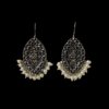 oxidised hanging earring eye shaped tribal jewellery floral with pearl moti hanging by silly owl