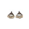 oxidised silver look alike dual tone traingle with moti pearl hanging earring by silly owl(1)