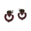 oxidised silver look aline earring elephant with marron stone red hoop stud earring by silly owl