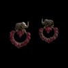 oxidised silver look aline earring elephant with marron stone red hoop stud earring by silly owl