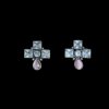 oxidised stud earring diamond look with pink drop stone by silly owl