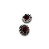 oxidised tribal round stud earring with ruby red stone by silly owl