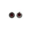 oxidised tribal round stud earring with ruby red stone by silly owl(1)