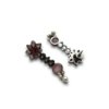 pink and maroon stone tribal look medium long oxidised silver look alike earring by silly owl