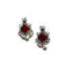 square oxidised ruby red marron earrings with pearl hangings by silly owl(1)