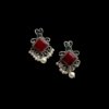 square oxidised ruby red marron earrings with pearl hangings by silly owl(2)