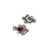 square oxidised ruby red marron earrings with pearl hangings by silly owl(3)