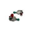 udaan topper stud bird 3 color stone oxidised silver look alike earrings with white, red and green stone by silly owl(1)