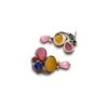 udaan topper stud bird 3 color stone oxidised silver look alike earrings with yellow, pink and blue stone by silly owl