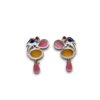 udaan topper stud bird 3 color stone oxidised silver look alike earrings with yellow, pink and blue stone by silly owl(1)